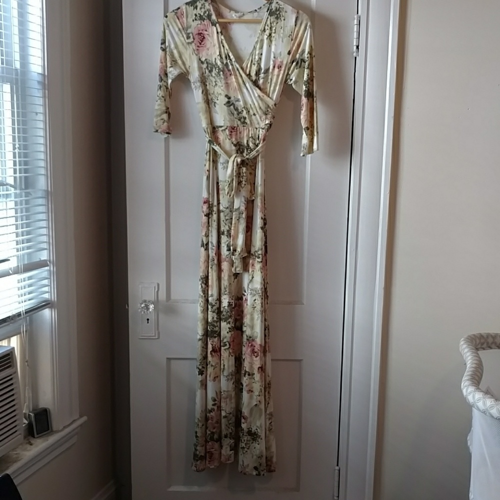 Ivory floral maternity maxi dress